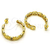 Oro Laminado Medium Hoop, Gold Filled Style Puff Mariner Design, with Multicolor Micro Pave, Polished, Golden Finish, 02.210.0786.1.30