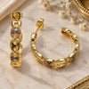 Oro Laminado Medium Hoop, Gold Filled Style Puff Mariner Design, with Multicolor Micro Pave, Polished, Golden Finish, 02.210.0786.1.30