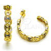 Oro Laminado Medium Hoop, Gold Filled Style Puff Mariner Design, with Multicolor Micro Pave, Polished, Golden Finish, 02.210.0786.1.30