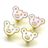 Oro Laminado Huggie Hoop, Gold Filled Style Teddy Bear Design, White Enamel Finish, Golden Finish, 02.210.0787.10