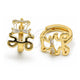 Oro Laminado Huggie Hoop, Gold Filled Style Teddy Bear Design, with White Cubic Zirconia, Polished, Golden Finish, 02.210.0789.10