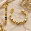 Oro Laminado Medium Hoop, Gold Filled Style Evil Eye Design, with Multicolor Micro Pave, Polished, Golden Finish, 02.210.0780.1.30