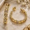 Oro Laminado Medium Hoop, Gold Filled Style Little Girl Design, with White Micro Pave, Polished, Golden Finish, 02.210.0790.30