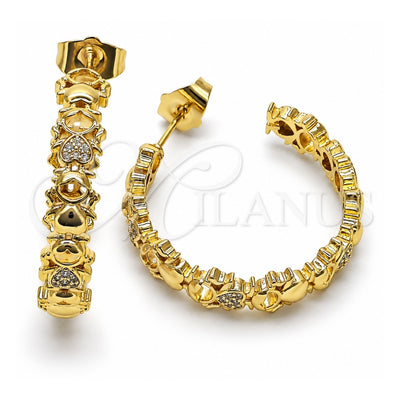Oro Laminado Medium Hoop, Gold Filled Style Little Girl Design, with White Micro Pave, Polished, Golden Finish, 02.210.0790.30