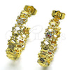 Oro Laminado Medium Hoop, Gold Filled Style Little Girl Design, with Multicolor Micro Pave, Polished, Golden Finish, 02.210.0790.1.30