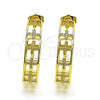 Oro Laminado Medium Hoop, Gold Filled Style Cross Design, with White Micro Pave, Polished, Golden Finish, 02.210.0791.30