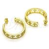 Oro Laminado Medium Hoop, Gold Filled Style Cross Design, with White Micro Pave, Polished, Golden Finish, 02.210.0791.30
