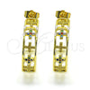Oro Laminado Medium Hoop, Gold Filled Style Cross Design, with Multicolor Micro Pave, Polished, Golden Finish, 02.210.0791.1.30