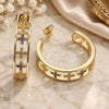 Oro Laminado Medium Hoop, Gold Filled Style Cross Design, with Multicolor Micro Pave, Polished, Golden Finish, 02.210.0791.1.30