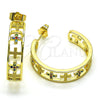 Oro Laminado Medium Hoop, Gold Filled Style Cross Design, with Multicolor Micro Pave, Polished, Golden Finish, 02.210.0791.1.30