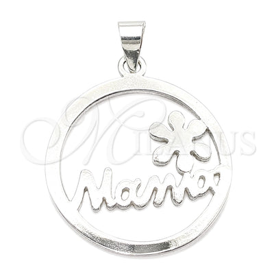 Sterling Silver Fancy Pendant, Mom Design, Polished, Silver Finish, 05.392.0073 for wholesale, main product view