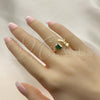 Oro Laminado Multi Stone Ring, Gold Filled Style Bow Design, with Green Cubic Zirconia, Polished, Golden Finish, 01.213.0035 (One size fits all)