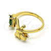 Oro Laminado Multi Stone Ring, Gold Filled Style Bow Design, with Green Cubic Zirconia, Polished, Golden Finish, 01.213.0035 (One size fits all)