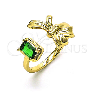 Gold Filled Ring — Multi Stone Ring Bow Design with Green Cubic — main product view — SKU 149914 | Oro Laminado anillo — Multi Stone Ring Bow diseño with Green Cubic — SKU 149914