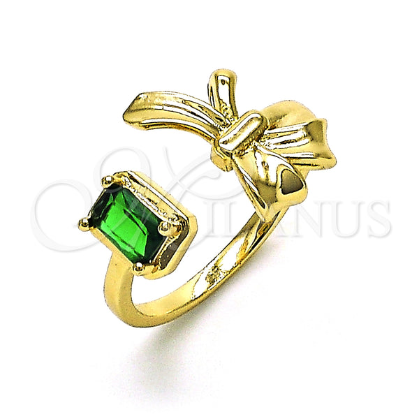 Gold Filled Ring — Multi Stone Ring Bow Design with Green Cubic — main product view — SKU 149914 | Oro Laminado anillo — Multi Stone Ring Bow diseño with Green Cubic — SKU 149914
