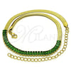 Oro Laminado Fancy Necklace, Gold Filled Style Baguette Design, with Green Cubic Zirconia, Polished, Golden Finish, 04.341.0097.8.13 (05 MM Thickness, 13 Inches Length)