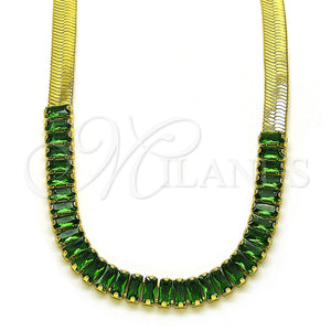 Gold Filled Necklace — Fancy Necklace Baguette Design with Green Cubic Zirconia — main product view — SKU 149918 | Oro Laminado collar — elegante Necklace Baguette diseño with Green Cubic Zirconia — SKU 149918