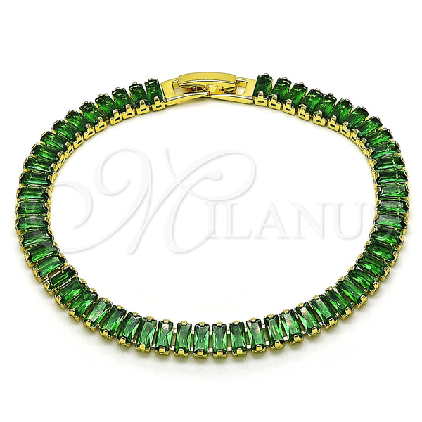 Gold Filled Bracelet — Tennis Bracelet Baguette Design with Green Cubic Zirconia — alternate product view — SKU 149920 | Oro Laminado brazalete — Tennis Bracelet Baguette diseño with Green Cubic Zirconia — SKU 149920