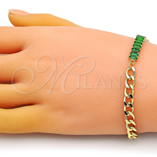 Gold Filled Bracelet — Fancy Bracelet Miami Cuban and Baguette Design with — alternate product view — SKU 149922 | Oro Laminado brazalete — elegante Bracelet Miami Cuban and Baguette diseño with — SKU 149922