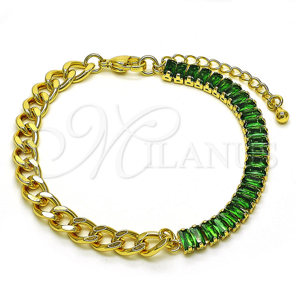 Gold Filled Bracelet — Fancy Bracelet Miami Cuban and Baguette Design with — main product view — SKU 149922 | Oro Laminado brazalete — elegante Bracelet Miami Cuban and Baguette diseño with — SKU 149922