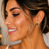 Oro Laminado Stud Earring, Gold Filled Style with Green Cubic Zirconia and White Micro Pave, Polished, Golden Finish, 02.342.0208