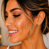 Oro Laminado Stud Earring, Gold Filled Style Cluster Design, with Green Cubic Zirconia and White Micro Pave, Polished, Golden Finish, 02.342.0209