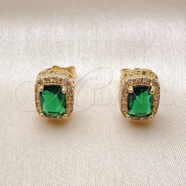 Gold Filled Ring — Stud Earring Cluster Design with Green Cubic Zirconia — alternate product view — SKU 149945 | Oro Laminado anillo — Stud Earring Cluster diseño with Green Cubic Zirconia — SKU 149945