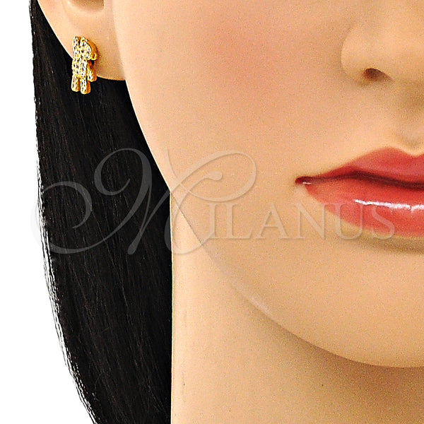 Gold Filled Ring — Stud Earring Teddy Bear Design with White Micro — alternate product view — SKU 149947 | Oro Laminado anillo — Stud Earring Teddy Bear diseño with blanco Micro — SKU 149947