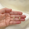 Oro Laminado Stud Earring, Gold Filled Style Teddy Bear Design, with White Micro Pave, Polished, Golden Finish, 02.342.0211