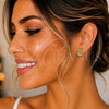 Oro Laminado Stud Earring, Gold Filled Style Ladybug Design, with White and Black Micro Pave, Polished, Golden Finish, 02.310.0095