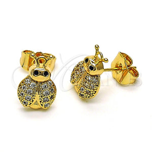 Gold Filled Ring — Stud Earring Ladybug Design with White and Black — main product view — SKU 149956 | Oro Laminado anillo — Stud Earring Ladybug diseño with blanco and negro — SKU 149956