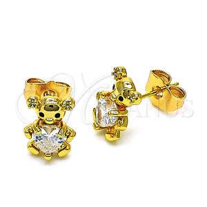 Gold Filled Ring — Stud Earring Teddy Bear and Heart Design with — main product view — SKU 149970 | Oro Laminado anillo — Stud Earring Teddy Bear and corazón diseño with — SKU 149970
