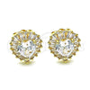 Oro Laminado Stud Earring, Gold Filled Style Heart Design, with White Cubic Zirconia, Polished, Golden Finish, 02.283.0048