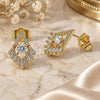 Oro Laminado Stud Earring, Gold Filled Style Baguette Design, with White Cubic Zirconia and White Micro Pave, Polished, Golden Finish, 02.283.0049