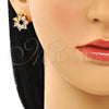 Oro Laminado Stud Earring, Gold Filled Style Baguette Design, with White Cubic Zirconia, Polished, Golden Finish, 02.283.0050