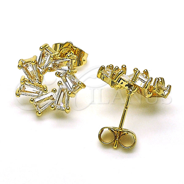 Gold Filled Ring — Stud Earring Baguette Design with White Cubic Zirconia — alternate product view — SKU 149978 | Oro Laminado anillo — Stud Earring Baguette diseño with blanco Cubic Zirconia — SKU 149978