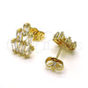 Oro Laminado Stud Earring, Gold Filled Style Baguette Design, with White Cubic Zirconia, Polished, Golden Finish, 02.283.0051