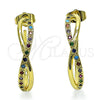 Oro Laminado Medium Hoop, Gold Filled Style Infinite Design, with Multicolor Micro Pave, Polished, Golden Finish, 02.210.0792.1.30
