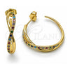 Oro Laminado Medium Hoop, Gold Filled Style Infinite Design, with Multicolor Micro Pave, Polished, Golden Finish, 02.210.0792.1.30