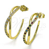 Oro Laminado Medium Hoop, Gold Filled Style Infinite Design, with Multicolor Micro Pave, Polished, Golden Finish, 02.210.0792.1.30