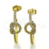 Oro Laminado Medium Hoop, Gold Filled Style Love Knot Design, with White Micro Pave, Polished, Golden Finish, 02.210.0793.30