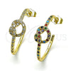 Oro Laminado Medium Hoop, Gold Filled Style Love Knot Design, with White Micro Pave, Polished, Golden Finish, 02.210.0793.30