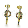 Oro Laminado Medium Hoop, Gold Filled Style Love Knot Design, with Multicolor Micro Pave, Polished, Golden Finish, 02.210.0793.1.30