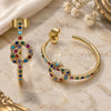 Oro Laminado Medium Hoop, Gold Filled Style Love Knot Design, with Multicolor Micro Pave, Polished, Golden Finish, 02.210.0793.1.30