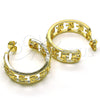 Oro Laminado Medium Hoop, Gold Filled Style Elephant Design, with White Micro Pave, Polished, Golden Finish, 02.210.0794.30