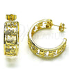 Oro Laminado Medium Hoop, Gold Filled Style Elephant Design, with White Micro Pave, Polished, Golden Finish, 02.210.0794.30