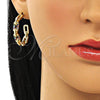 Oro Laminado Medium Hoop, Gold Filled Style Paperclip Design, with Multicolor Micro Pave, Polished, Golden Finish, 02.210.0796.1.30