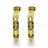Oro Laminado Medium Hoop, Gold Filled Style Paperclip Design, with Multicolor Micro Pave, Polished, Golden Finish, 02.210.0796.1.30