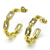 Oro Laminado Medium Hoop, Gold Filled Style Paperclip Design, with Multicolor Micro Pave, Polished, Golden Finish, 02.210.0796.1.30