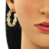 Oro Laminado Medium Hoop, Gold Filled Style Owl Design, with White Micro Pave, Polished, Golden Finish, 02.210.0797.35